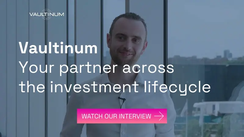 Thumbnail image linking to a YouTube interview with Philippe Thomas, CEO of Vaultinum, titled 'Why choose Vaultinum Tech Due Diligence?